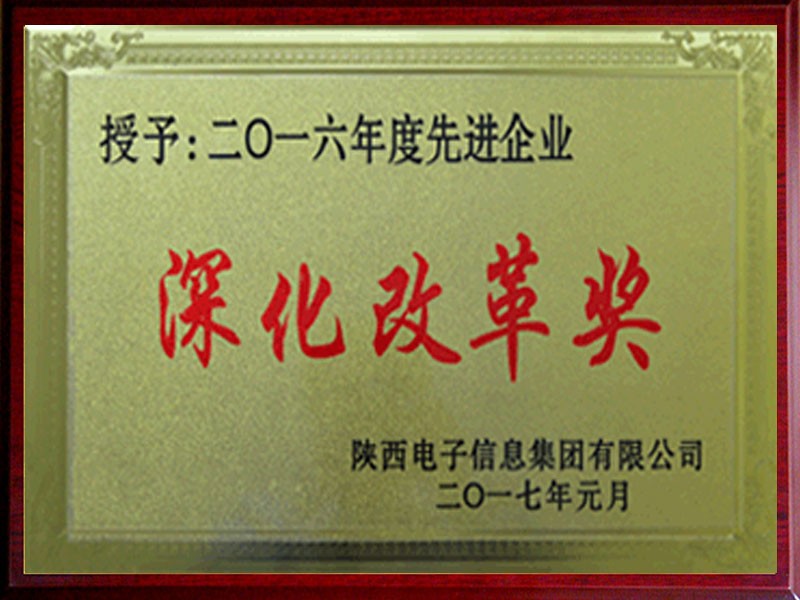 授予“二零一六年度先进企业”深化改革奖